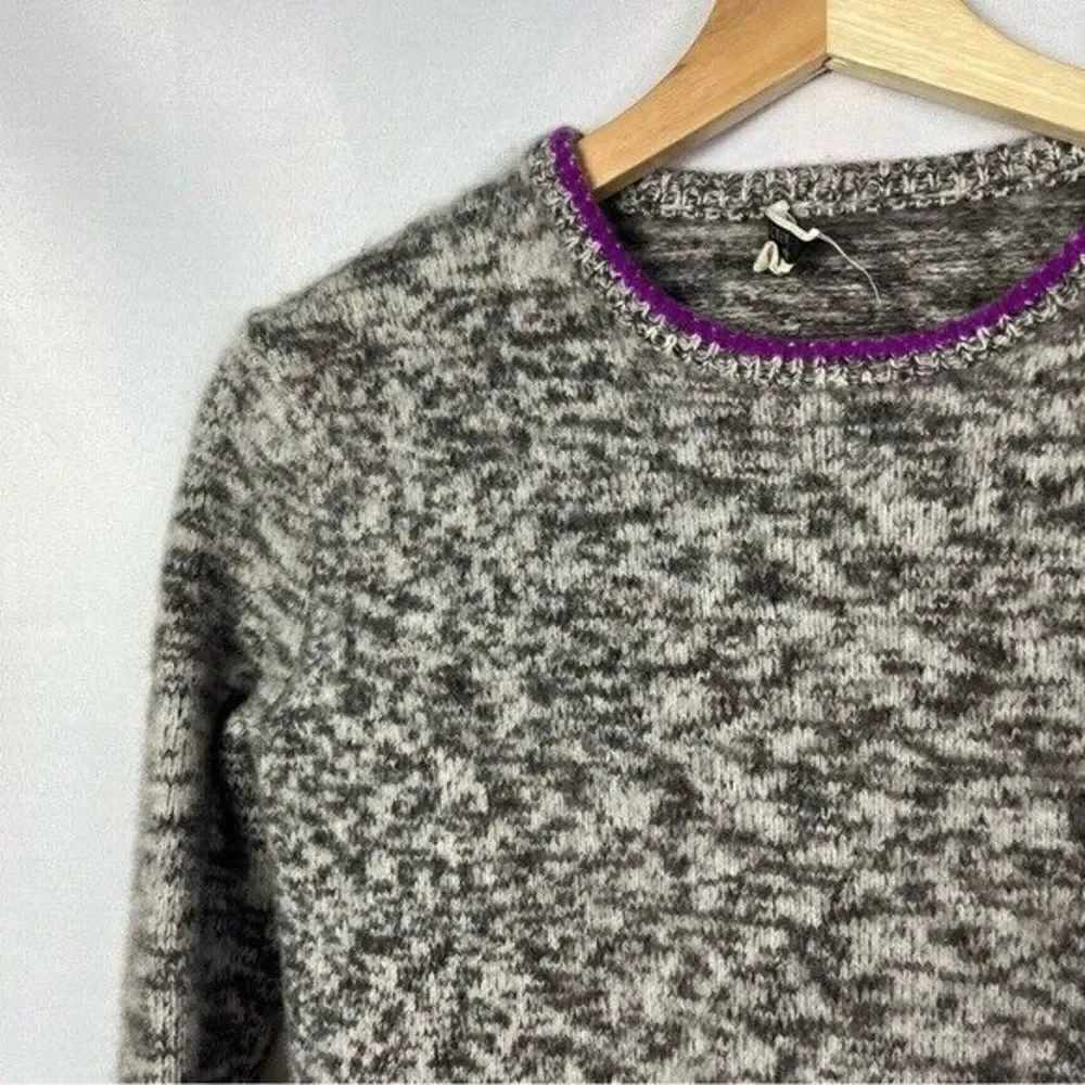 J. Crew Tipped Relaxed Fit Cashmere Gray Crewneck Sweater XXS